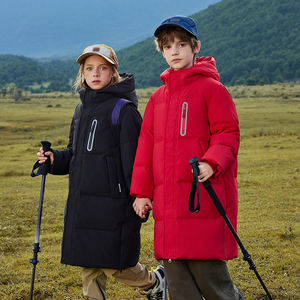 Качественный длинный плащ для мальчиков и девочек, теплая зимняя стеганая куртка с капюшоном для уличной одежды, повседневный стиль для подростков, детей - Product Image 3