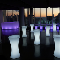 Table LED étanche pour extérieur, maison, bar, jardin, parc – Table de cocktail lumineuse au design élancé avec éclairage LED