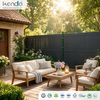 Lames de clôture verticales nervurées en PVC gris foncé Kenda pour clôture grillagée, résistantes au vent et aux UV, pour villas et jardins.
