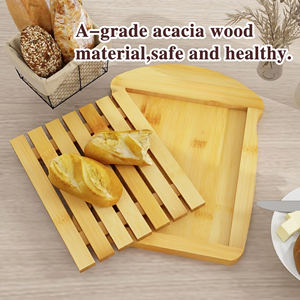 Tabla de cortar pan de bambú ecológica con ranura guía integrada y bandeja recogedora de migas extraíble, tabla de preparación de pan para el hogar - Product Image 5