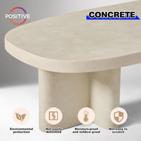 Table basse en béton au design unique, table centrale minimaliste à bords arrondis, table à thé ovale de luxe léger pour salon