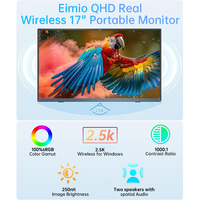 Monitor Portátil Inalámbrico Eimio de 17 Pulgadas con Batería Integrada para Reuniones Remotas, Conexión USB-C Plug and Play, Extensor de Pantalla Dual para Laptop OEM
