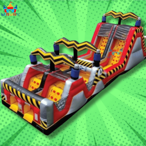 Vente en gros d'usine Parcours d'obstacles gonflable haute tension avec toboggan 9x3m en PVC Capacité 20 personnes Garantie 3 ans - Product Image 5