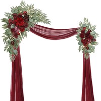 Arche de mariage vintage élégante et luxueuse, drapé en tissu de soie et mousseline, toile de fond en fleurs artificielles, décorations pour mariage et remise de diplômes