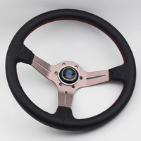 Volant universel en aluminium pour voiture de course automobile, 350mm/14 pouces, directionnel en daim, cuir noir perforé, nouveau