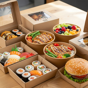 Boîtes <span class=keywords><strong>de</strong></span> nourriture à emporter Offre Spéciale pour déjeuner rapide sushi riz salade <span class=keywords><strong>de</strong></span> fruits burger éco carton à emporter emballage alimentaire boîte en papier - Product Image 4
