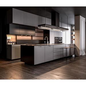 Chất lượng cao hiện đại tùy chỉnh thiết kế Úc phẳng gói Mỹ sơn mài màu đen sang trọng tủ bếp cho dự án căn hộ - Product Image 2