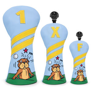 Housse de tête de club de golf personnalisée avec broderie de logo sur mesure en cuir PU pour 3 clubs de golf en bois - Product Image 1