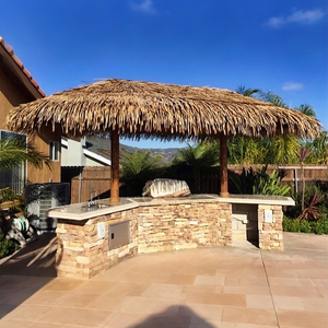 El yapımı sazlanmış Bali Palm Tiki yazlık ev sentetik plastik PVC yapay saz çatı villa ve oteller için - Product Image 3