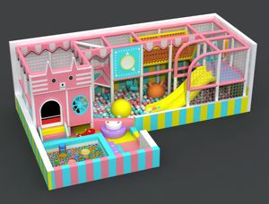 Zoete Kleuren Snoep Thema Ondeugend Kasteel Kinderen Zachte Speeltuin Indoor Speelcentrum Kleine Indoor Speeltuin met Glijbaan en Ballenbak - Product Image 4