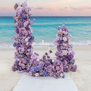 Ensemble de décoration de fleurs artificielles en gros de l'usine DKB, fleurs artificielles luxueuses de couleur violette debout pour les décorations de mariage - Product Image 1