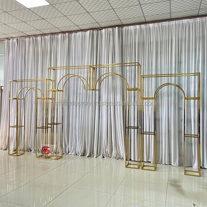 Arche de toile de fond en acier inoxydable avec cadre métallique doré de haute qualité, très vendue, pour décorations de mariage LEDA - Product Image 4