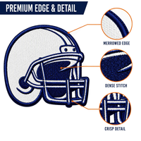 Écussons thermocollants de football personnalisés, patchs brodés pour casques, design bleu marine et blanc sur mesure, écussons universitaires pour uniformes sportifs