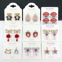 Boucles d'oreilles clous tendance pour femmes XUPING Jewelry Jingjing, motif fleur, nœud papillon, pierres colorées, vente en gros