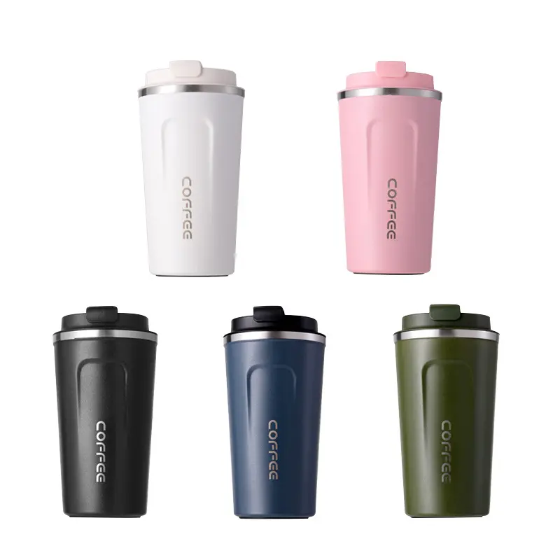 304 tasses à café en acier inoxydable thermique Logo personnalisé imprimé isolé sous vide noir Thermos tasse personnalisée avec couvercle pour voyage