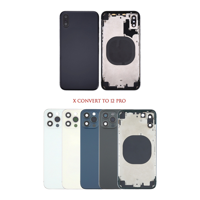 DIY Upgrade Battery Rear Chassis for iphone X Convert to 12 Pro Housing Back Body
