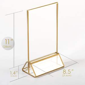 Support de numéro de table en acrylique avec bordure dorée, transparent, double face, pour mariage, restaurant, café et événements - Product Image 2