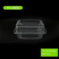 Boîte de rangement pour aliments en plastique PET transparent jetable avec charnière pour collations, emballages alimentaires, Chuanhe HB7028, épaisseur 0,4 mm