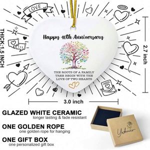 New Design <b>Heart</b> <b>Shaped</b> Ornament 25Th Wedding Anniversary Christmas Ceramic Pendant - Product Image 6