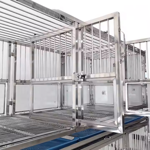 خزانة كبيرة مصنوعة من الفولاذ المقاوم للصدأ بطبقة 9 أبواب زجاجية للكلاب والحيوانات الأليفة في مستشفى الحيوانات الأليفة قفص للقطط - Product Image 4