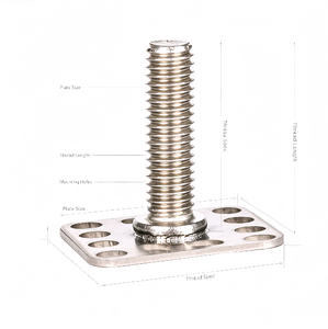 Placa Base Cuadrada Soldada con Perno de Fijación, Acero al Carbono Galvanizado, Acero Inoxidable 304 316, Tornillo de Montaje Personalizado para Paneles Solares de Aluminio - Product Image 4