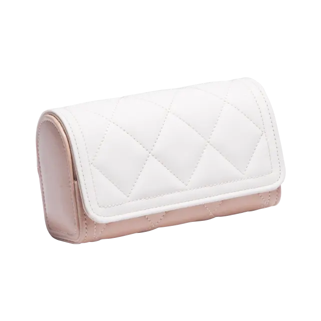 Luxury PU Leather Travel Watch Case Box 2 slots Watch Storage Roll Organizer for Women display holder white and pink