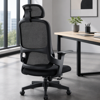 Chaise de bureau ergonomique moderne en maille, pivotante, noire, avec base à cinq étoiles pour espace de travail