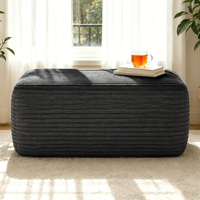 Pouf ottoman carré en velours côtelé, repose-pieds rembourré, tabouret cube pour salon, chambre à coucher, mobilier de maison