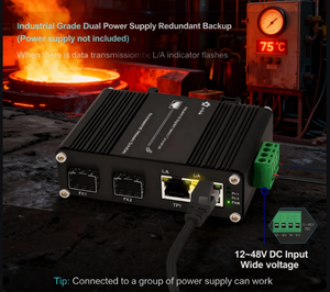 Commutateur Ethernet Gigabit industriel E-link LNK-IMC202G-SFP avec autres ports, 4 Gbps, 2 ports SFP fibre, montage sur rail DIN, -40°C à 75°C, pour réseaux - Product Image 4