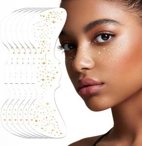 Taches de rousseur scintillantes tatouage de visage patchs de maquillage dorés Faux tache de rousseur autocollants de tatouages temporaires imperméables - Product Image 1