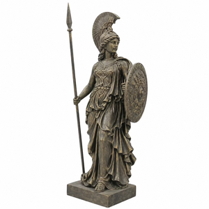 Sculpture personnalisée en résine de déesse guerrière en bronze, statue féminine classique avec lance et bouclier, résistante à la corrosion, pour décoration de jardin et de fêtes - Product Image 3