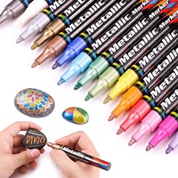 Touchfive — stylos de peinture avec pointe métallique permanente Extra-fine, ensemble de 12 marqueurs de peinture en acrylique