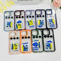 Fundas de teléfono con lente de revestimiento de lujo para iPhone 15 14 13 12 Pro 11, funda con soporte con cámara de vidrio templado