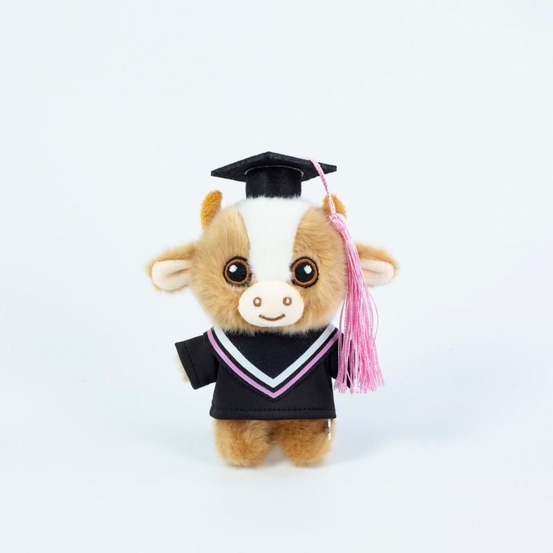 Mucca marrone con colletto rosa