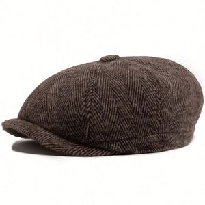 Casquette Gavroche Vintage Décontractée à Chevrons pour Homme, Printemps Automne 2025, Chaud et Tendance pour l'Extérieur, Style Béret Ancien - Product Image 6