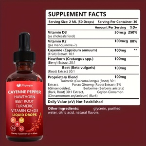 Suplemento Líquido de Pimienta Cayena, Espino Blanco, Raíz de Remolacha y Cúrcuma con Vitaminas K2+D3 para el Bienestar Vascular (Stock Local en EE. UU.) - Product Image 5