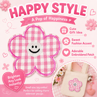 Patch floral en vichy rose de 11,5 cm, appliqué brodé thermocollant pour vestes, sacs, chapeaux, vêtements pour enfants, artisanat et décoration DIY