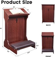 Banc de prière pliable personnalisable BH avec décoration en croix, genouillère en bois avec coussin et serre-livres à coins arrondis