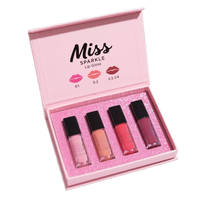 Boîte cadeau magnétique personnalisée rose pailletée, ensemble de gloss à lèvres, emballage cosmétique de luxe à fermeture magnétique rigide, matériaux recyclés, éponge