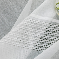 Rideau en tulle jacquard rayé blanc Innermor Home Decor 100% polyester, style européen-américain, toutes saisons, prêt à poser pour salon