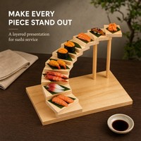 Présentoir à sushi en bois en spirale, support de service à plusieurs niveaux pour restaurant, buffet, traiteur, présentation alimentaire