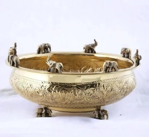 Urli en laiton décoratif de luxe, motif floral complexe, pour décoration de mariage, cadeau d'accueil, urli de table - Product Image 6
