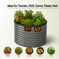 Bac de jardin rond en acier galvanisé ondulé de 86 cm de haut, jardinière extra-profonde de 0,6 mm pour la plantation de légumes racineux et d'herbes dans la cour