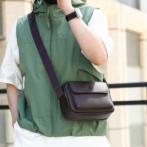 Sac bandoulière homme en PU noir, léger, classique, simple et décontracté, de haute qualité, le plus populaire, personnalisable en usine - Product Image 6