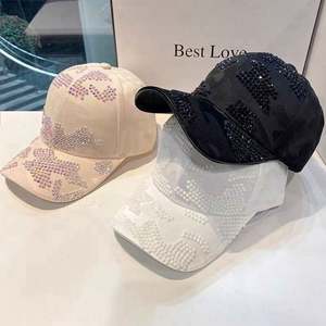 Gorra de Béisbol de Lona de 6 Paneles, Moderna, Informal, Deportiva, con Bordado 3D y Decoración de Diamantes de Imitación, para Adultos Unisex - Product Image 1