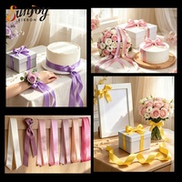 Ruban en satin polyester uni, tons pastel, doux et brillant, pour la décoration de bouquets floraux, emballage cadeau, vente en gros