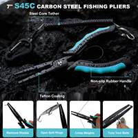 Kit d'outils de pêche complet BasicGear avec pinces, pince à poisson, ciseaux, couteau à fileter, clip et attache pour pêcheurs