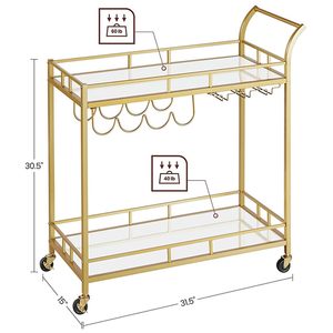 Luxe Eetkamer Goud Metalen Wijnkar Serveren <span class=keywords><strong>Trolley</strong></span> Met 2 Spiegelplanken Thuis Keuken Barkar - Product Image 2