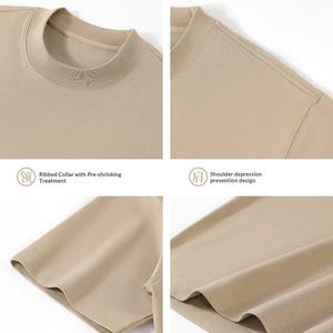 T-shirt da uomo in cotone pesante a maniche corte con scollo piccolo e collo alto, 250 grammi, tinta unita a doppio strato - Product Image 5