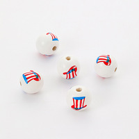 Perles en bois et copeaux de bois pour la Fête de l'Indépendance américaine, accessoires perforés pour drapeau perlé DIY, étoile à cinq branches